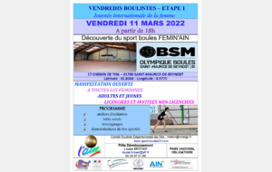 Vendredi bouliste, journée de la femme